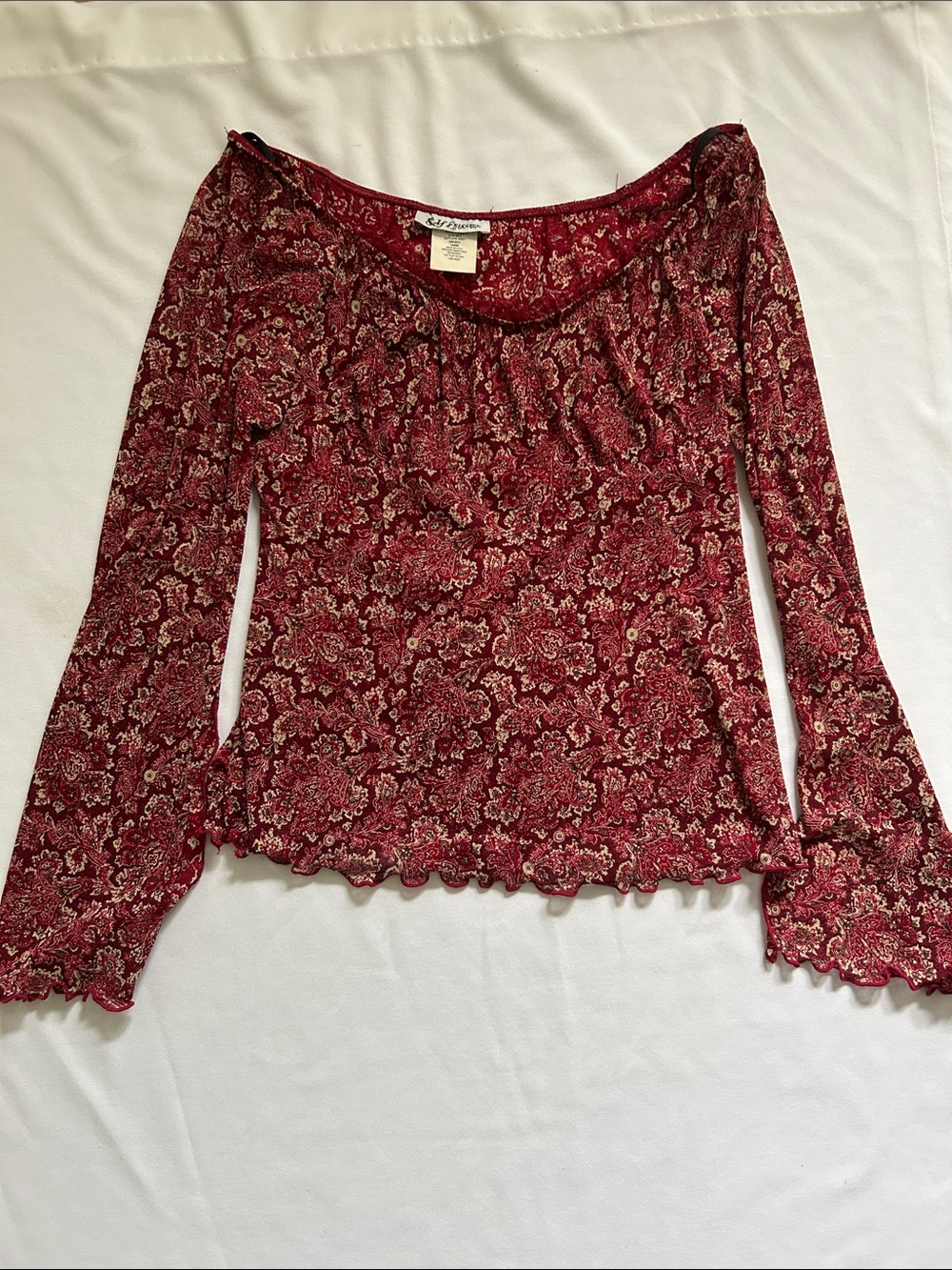 Vintage Self Esteem Long Sleeve Top in Burgundy